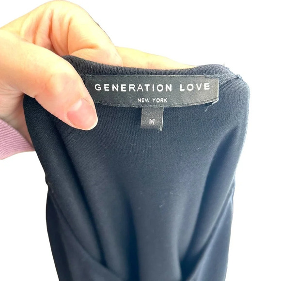 Generation Love Knit Pleated Hem Layered Long Sleeve Sweater Top Black Medium - Picture 7 of 9